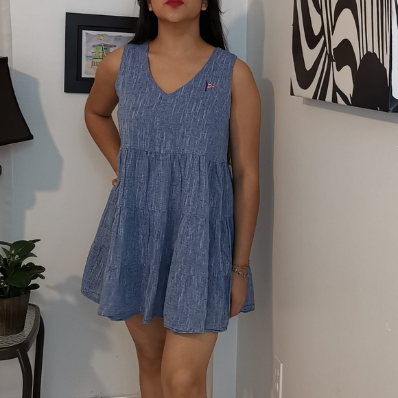 Mud Pie Chambray Blue Ivy Tiered Dress Size S - Picture 4 of 14